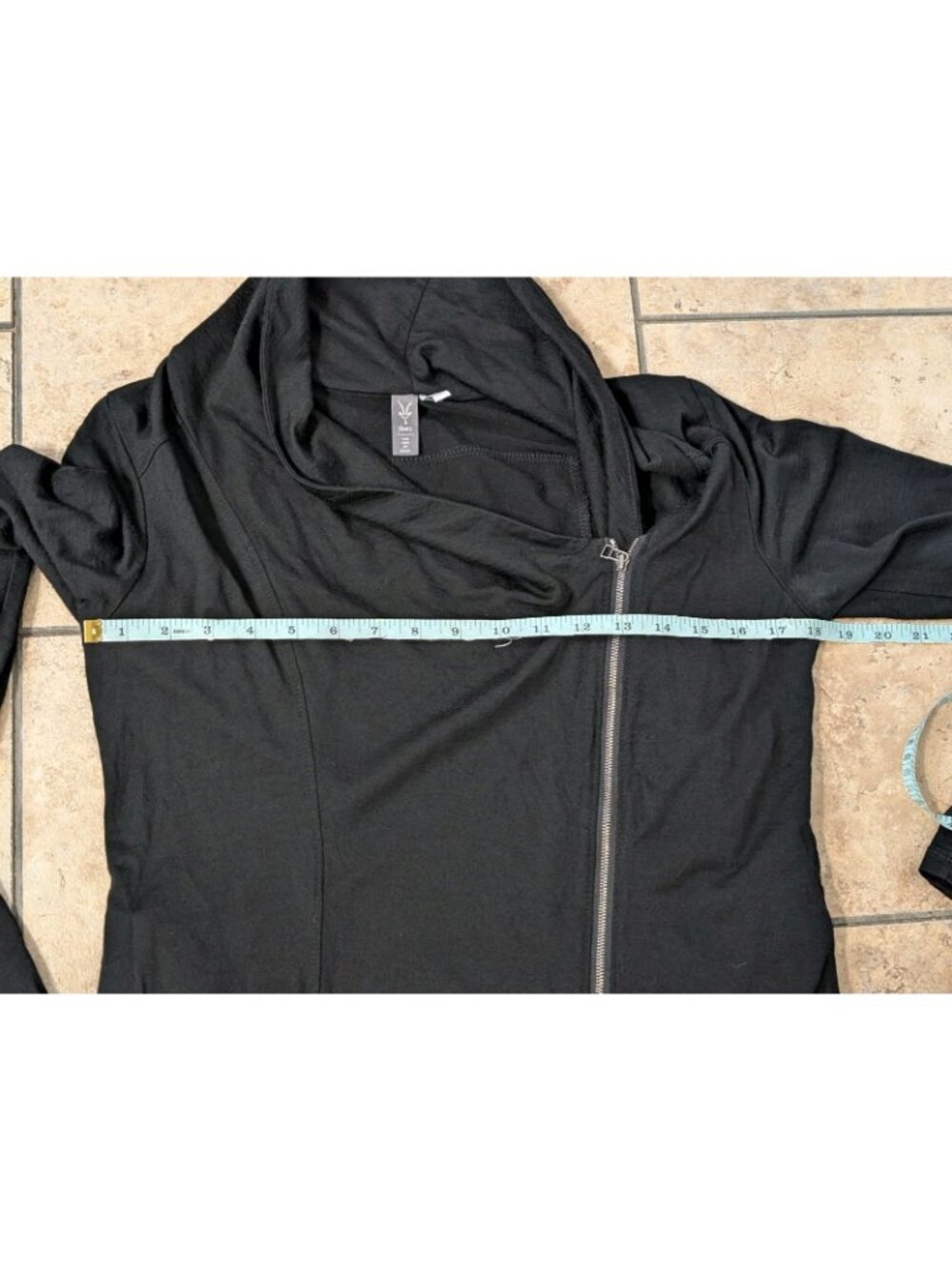 Ibex Freya Full-Zip Merino Wool Black Cardigan Women's M Cowl Neck Pockets - Picture 7 of 10